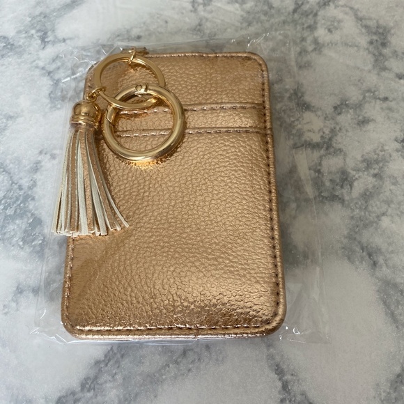 Faux Leather Credit Card Clutch Rose Gold NEW - Picture 6 of 6